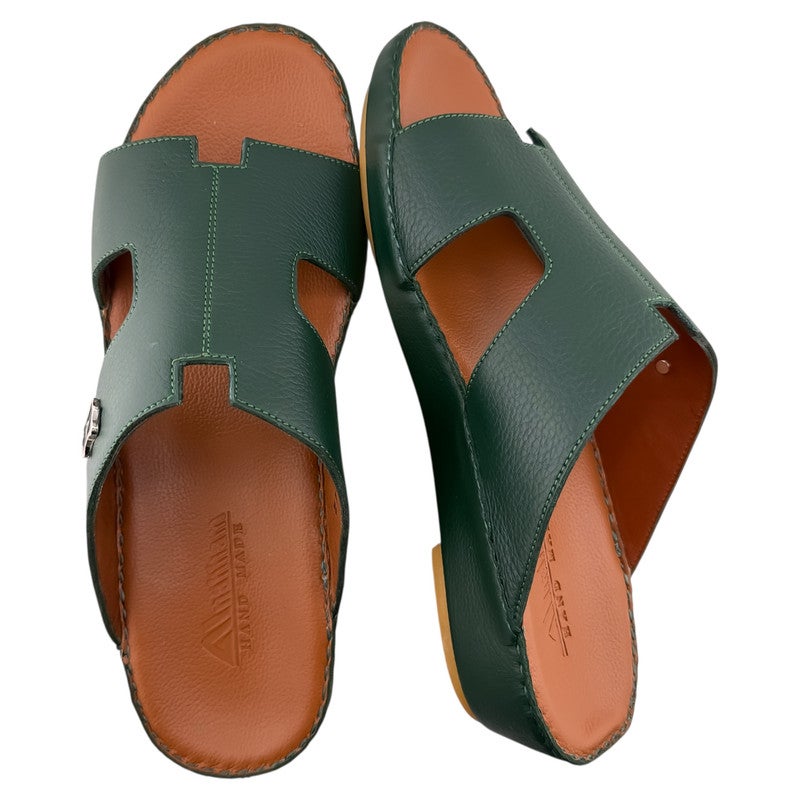 AET A E T Handmade Arabic Sandals For Men | Outdoor Mens Slippers | Everyday Flip Flops Open Toe | Arabic Genuine Leather With Buckle| New Arabic Design | Tan Footbed | Comfortable & LightWeight - Image 2