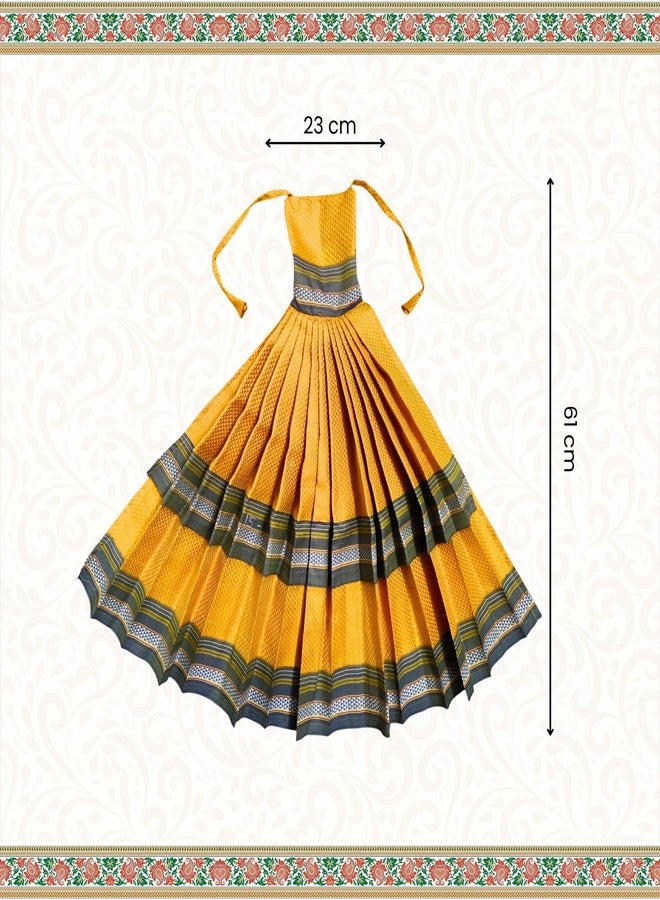 PUNYATVA Gudhi Vastra لمهرجان Gudhi Padwa (طبقة مزدوجة خون، أصفر) | غطاء ساري تقليدي من ماهاراشترا جودي لغودي بادفا | ديكورات Ugadi & GudhiPadawa الجاهزة لديكور Pooja - Image 4