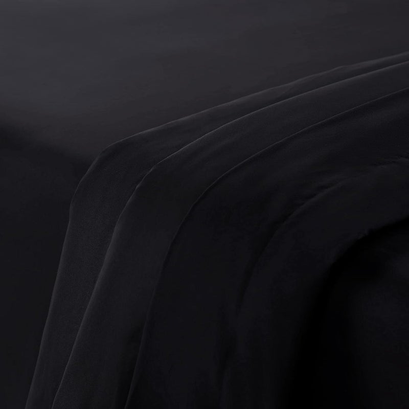 Serta Simply Clean Soft Hypoallergenic Stain Resistant Deep Pocket 4 Pieces Solid Bed Sheet Set, King, Black - Image 3