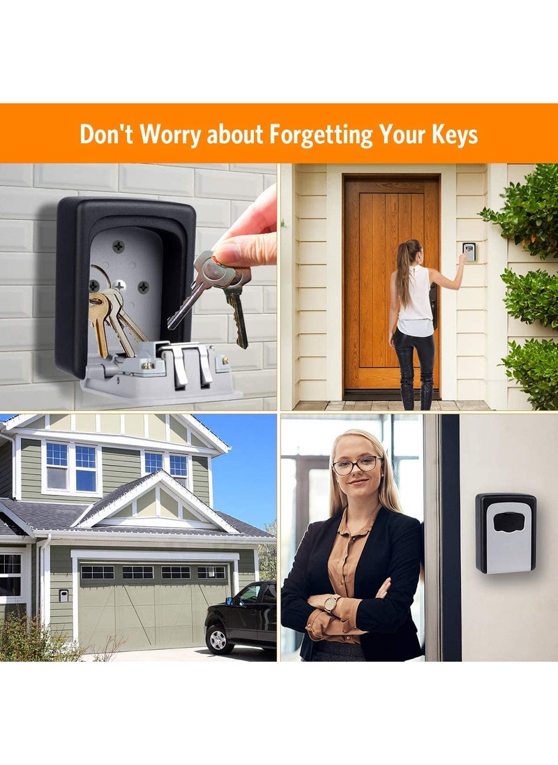 SMARAN - SMARAN Combination Key Safe Box Key Safe Lock Box Outdoor Storage Box with Code Combination Password Security Lock Black White - Image 1
