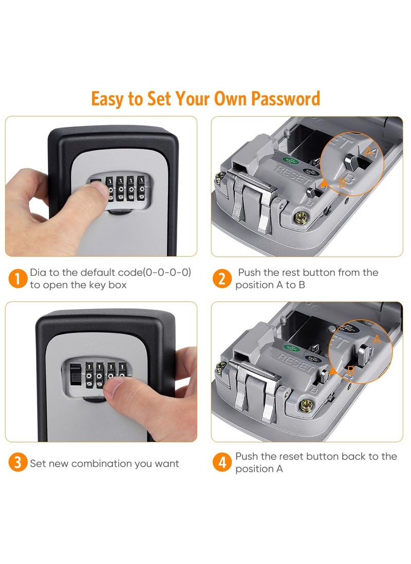 SMARAN - SMARAN Combination Key Safe Box Key Safe Lock Box Outdoor Storage Box with Code Combination Password Security Lock Black White - Image 1