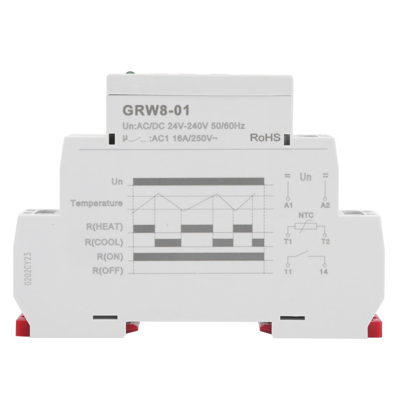 GEYA Temperature Control Relay AC/DC 24V-240V Heating/Cooling Mode Selection - LED Status Indication Temperature Monitor for Industrial & Commercial Temperature Regulation - Image 2