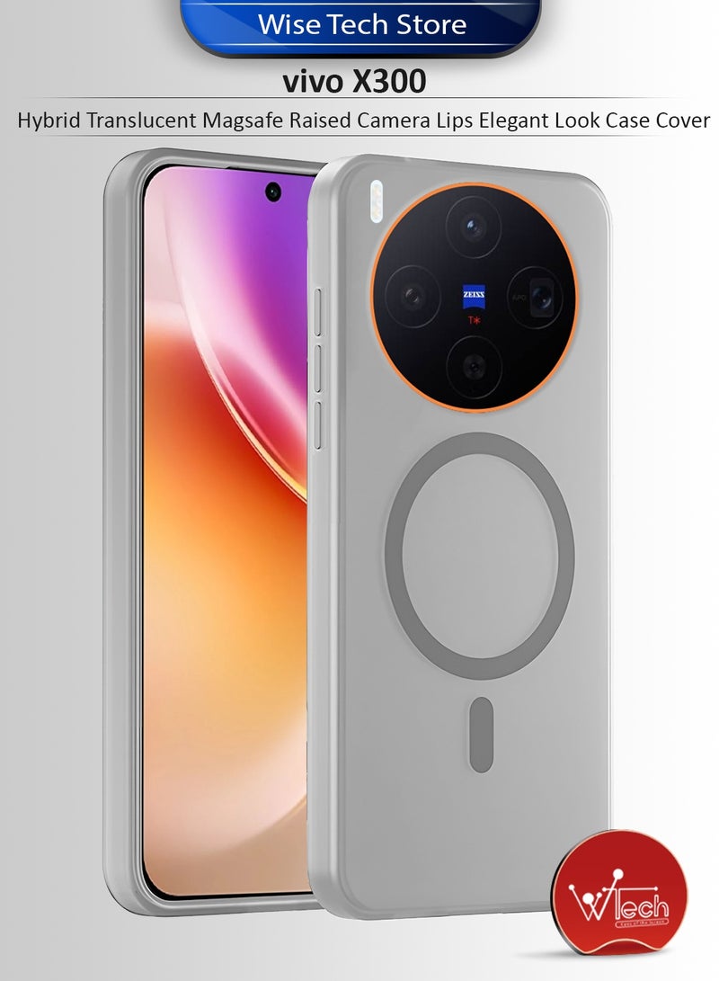 دبليو تيك فيفو X300 5G 2025 شفاف هجيني مع MagSafe وشحن مغناطيسي وغطاء عدسة مرتفعة ومظهر أنيق (MCMPMN) - رمادي - Image 1