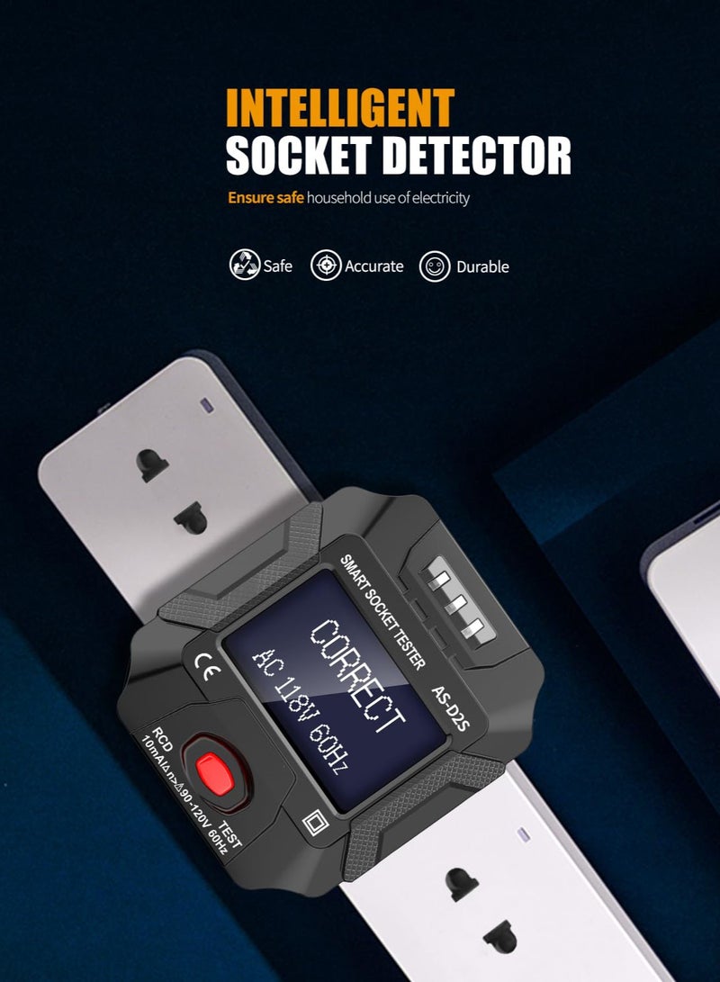 Outlet Tester with LCD Display,Electrical GFCI Trip Tester, Receptacle Detector for 3 Prong AC Voltage Sockets, Identifies Wiring Problems in Plain English - Image 2