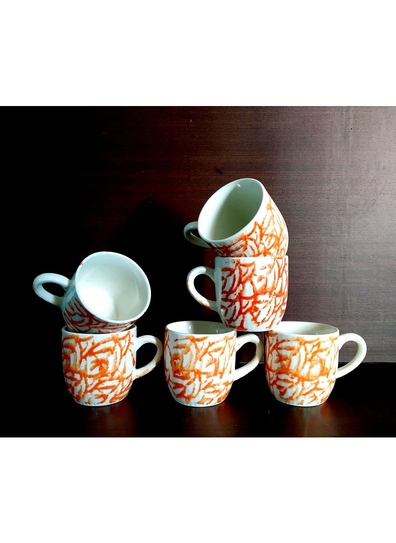 MOODY PANDA MOODY PANDA Blossom Series Cup Set of 6 Tea Cups Ceramic 150 ml Colorful Cups Orange Cups  - Image 1