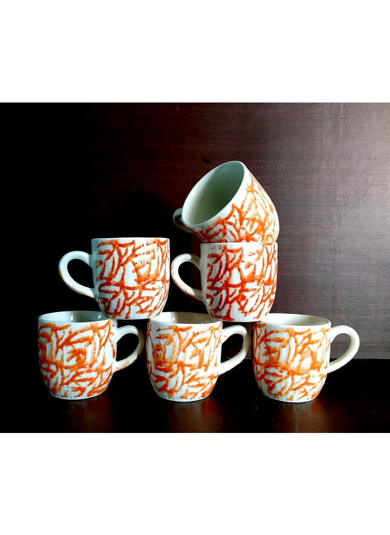MOODY PANDA MOODY PANDA Blossom Series Cup Set of 6 Tea Cups Ceramic 150 ml Colorful Cups Orange Cups  - Image 5