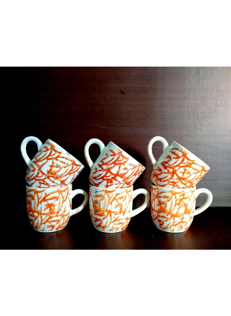 MOODY PANDA MOODY PANDA Blossom Series Cup Set of 6 Tea Cups Ceramic 150 ml Colorful Cups Orange Cups  - Image 4