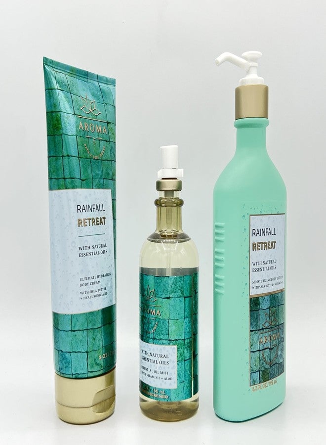 Rainfall Retreat Aroma 3-Piece Bath & Body Bundle | Ultimate Hydration Body Cream, Essential Oil Mist and Moisturizing Body Lotion - Image 3