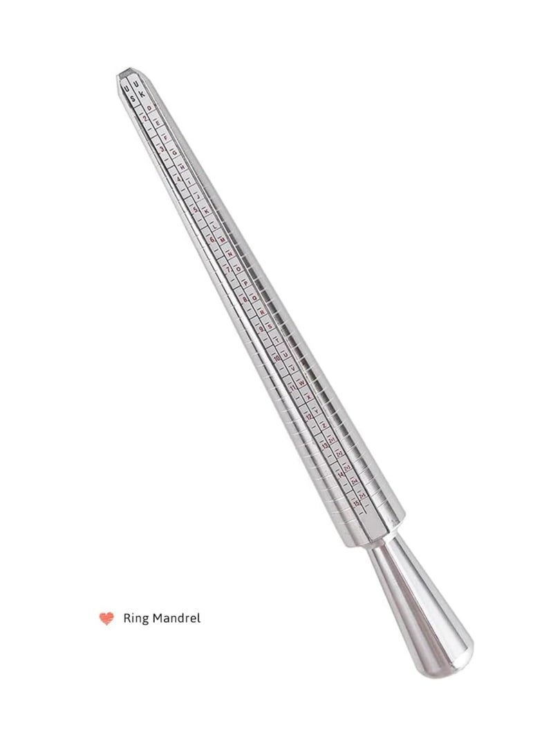 Oasisgalore Ring Sizer Tool Set with Gauges and Mandrel for Jewelry Measuring,3 pcs, silvery  - Image 1