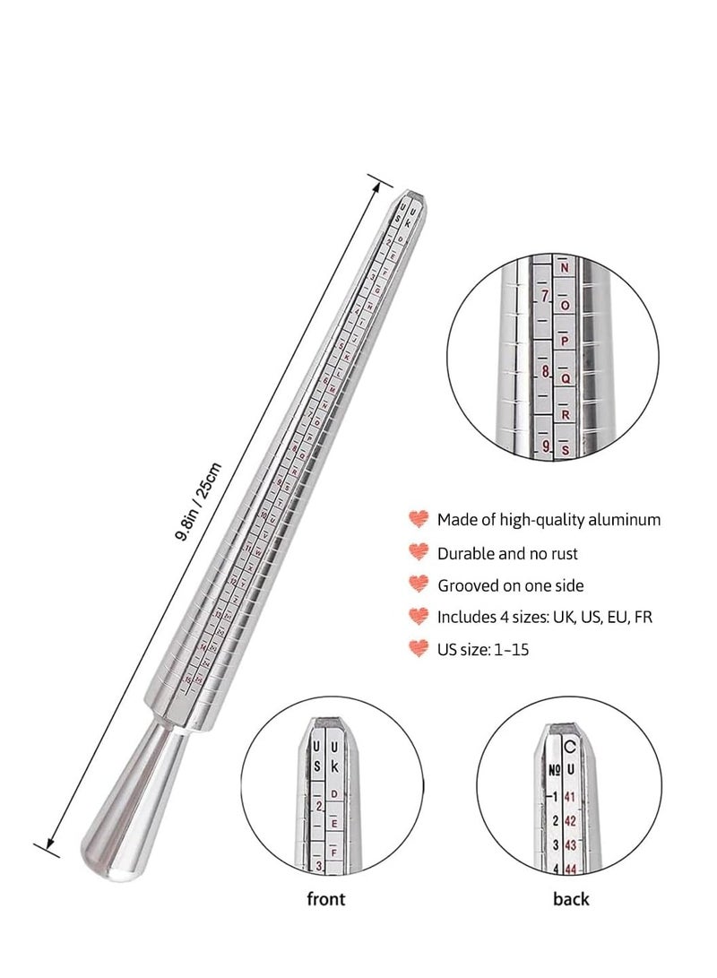 Oasisgalore Ring Sizer Tool Set with Gauges and Mandrel for Jewelry Measuring,3 pcs, silvery  - Image 2