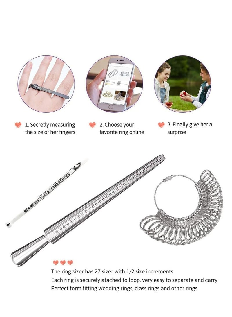 Oasisgalore Ring Sizer Tool Set with Gauges and Mandrel for Jewelry Measuring,3 pcs, silvery  - Image 5
