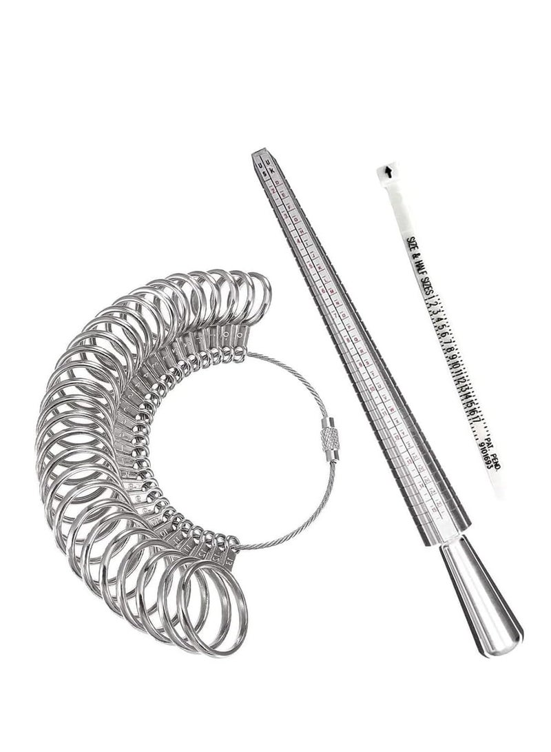 Oasisgalore Ring Sizer Tool Set with Gauges and Mandrel for Jewelry Measuring,3 pcs, silvery  - Image 3