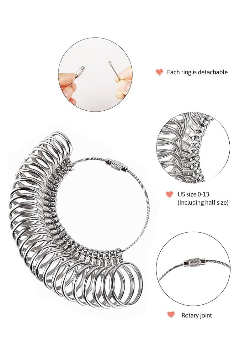 Oasisgalore Ring Sizer Tool Set with Gauges and Mandrel for Jewelry Measuring,3 pcs, silvery  - Image 4