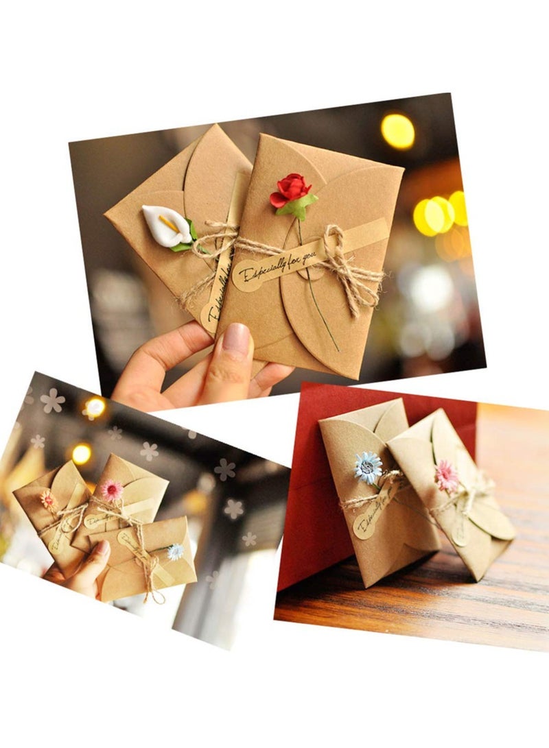phomemo 4 Pack Flower Pattern Thank You Card Handmade Invitation Greeting Card Wish Card for Wedding Birthday Festival - Image 3