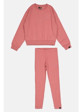 Ellesse Kids Girl 2 Piece Brand Logo Sweatshirt And Sweatpants Set, Old Rose  - Image 1