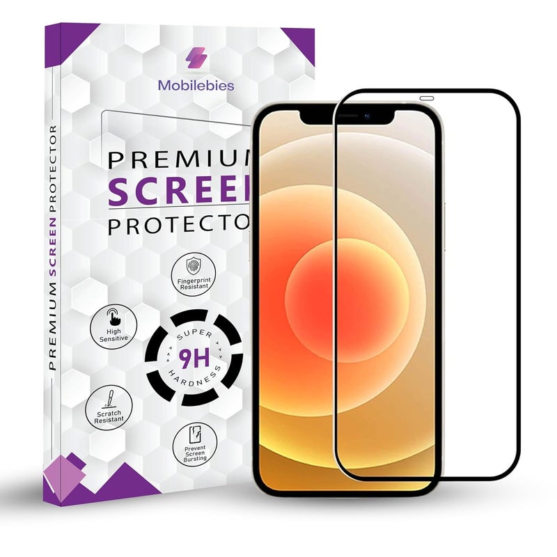 Mobilebies Premium Tempered Glass Screen Protector Guard For iPhone 12 Mini (5.42 Inch, Pack of 1) | Edge to Edge Coverage With Easy to installation kit - Image 1
