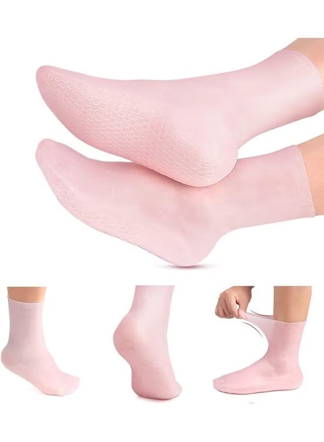Generic Silicone Socks, Gel Foot Skin Care Moisturizing Socks, Protective Heel Anti-crack Socks, Waterproof Beach Socks for Remove Calluses Corns Dry Or Cracked Foot Skin (M Pink) - Image 1
