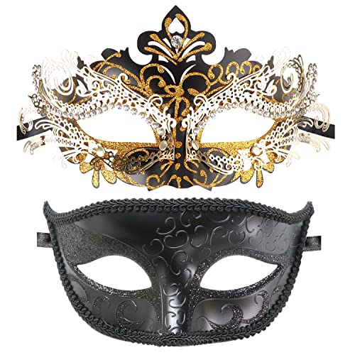 Coddsmz Couple Masquerade Mask Set Venetian Party Mardi Gras Halloween Costume Fancy Dress Mask for Women Men - Image 1