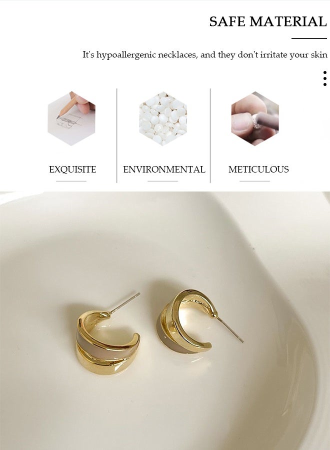 DUNISO Gold Hoop Earrings for Women's, Fashionable Lightweight Earrings, Small Hoop Earrings, Pendant Earrings, Dainty Gold Geometric Earrings, Hypoallergenic Earrings for Women Girls - Image 3