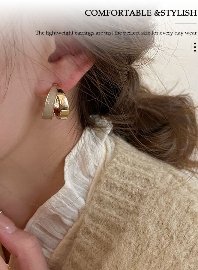 DUNISO Gold Hoop Earrings for Women's, Fashionable Lightweight Earrings, Small Hoop Earrings, Pendant Earrings, Dainty Gold Geometric Earrings, Hypoallergenic Earrings for Women Girls - Image 4