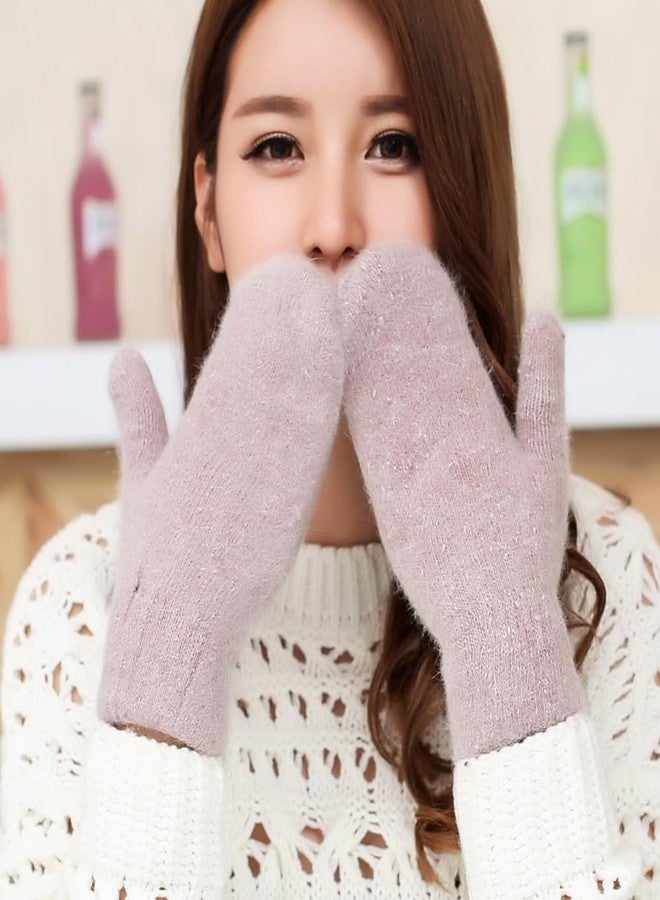 Vimeet Winter Warm Women Mittens Lined Knitted Gloves Full Finger Mitten - Image 5