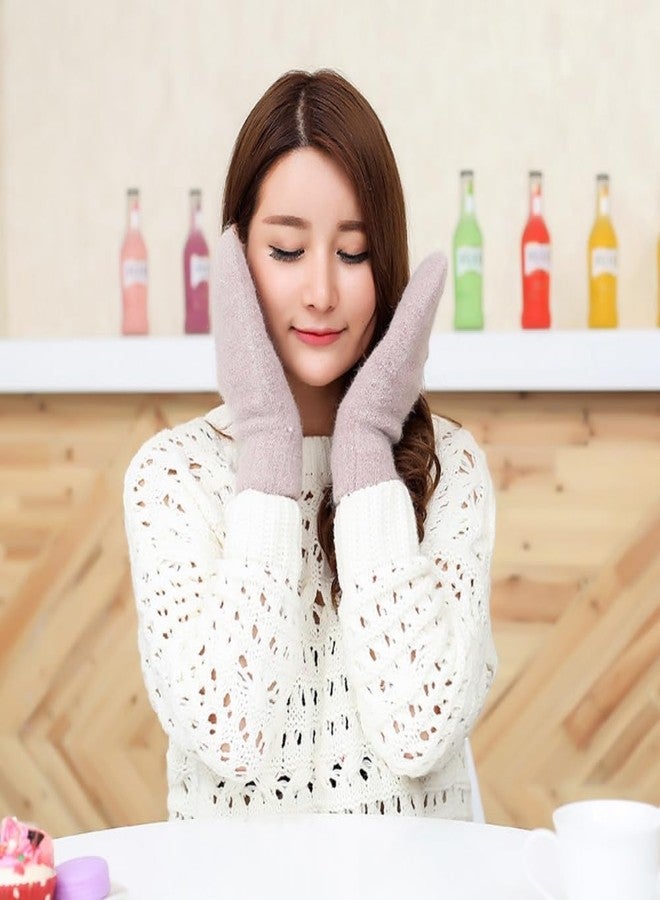 Vimeet Winter Warm Women Mittens Lined Knitted Gloves Full Finger Mitten - Image 2