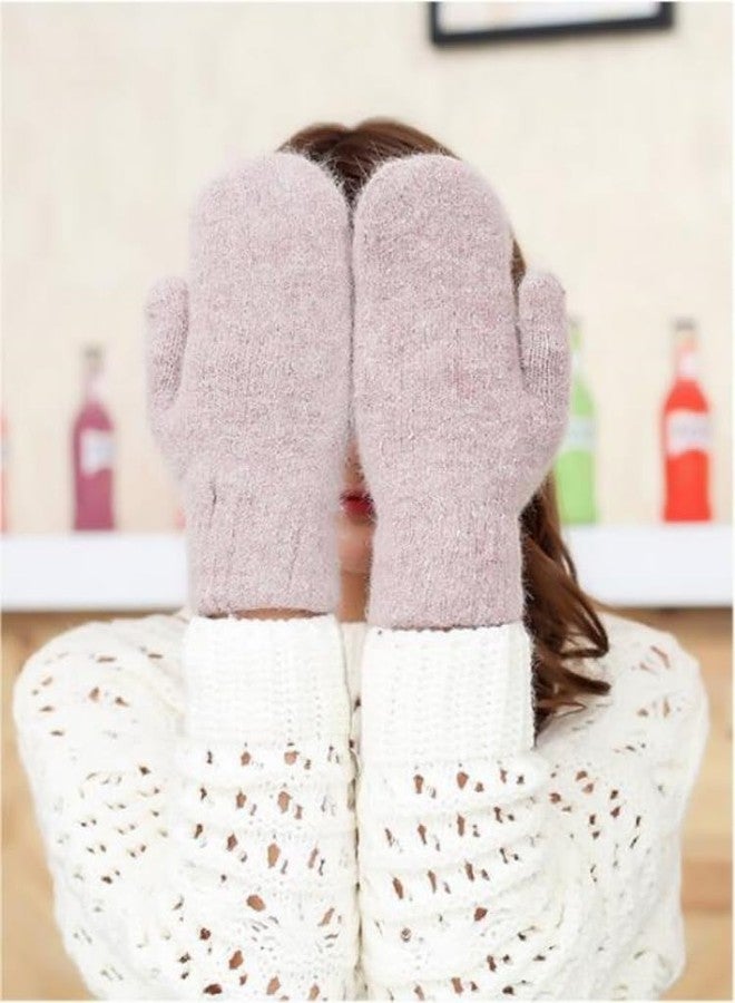 Vimeet Winter Warm Women Mittens Lined Knitted Gloves Full Finger Mitten - Image 3