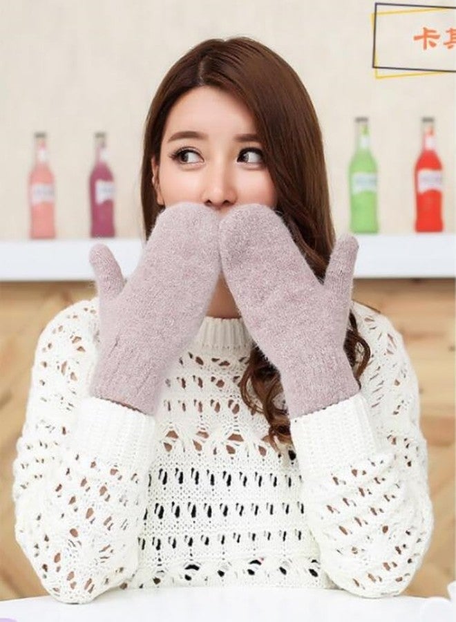 Vimeet Winter Warm Women Mittens Lined Knitted Gloves Full Finger Mitten - Image 4