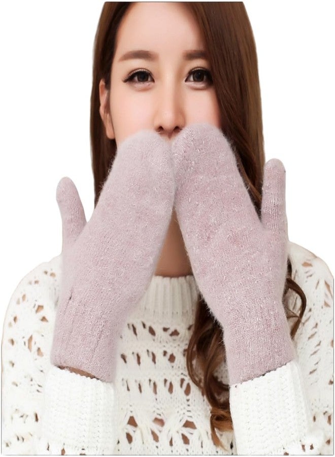 Vimeet Winter Warm Women Mittens Lined Knitted Gloves Full Finger Mitten - Image 1