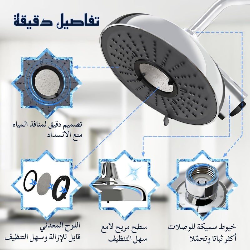 SANYCASA Shower Head with KDF-55 Filter for Hard Water, Fixed Overhead Rain 3-Spray Mode, Easy No-Tool Installation (Silver, Industrial) - Image 5