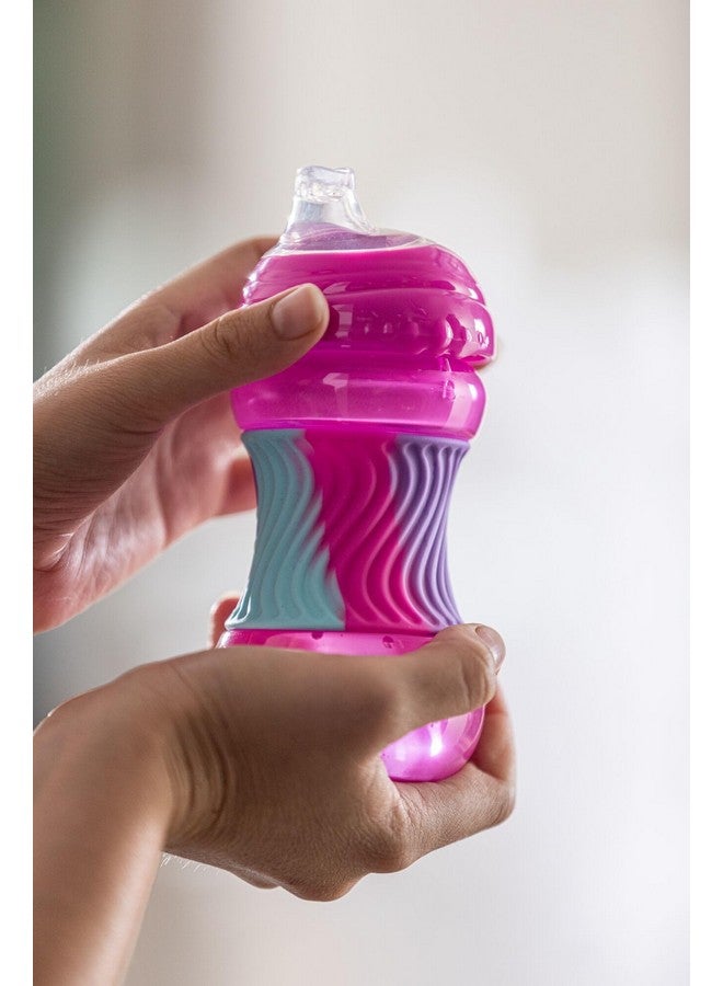 نوبي كوب Nuby No Spill Sili Bands سعة 10 أونصة مزود بفوهة ناعمة مع شريط سيليكون سهل الإمساك - وردي - Image 2