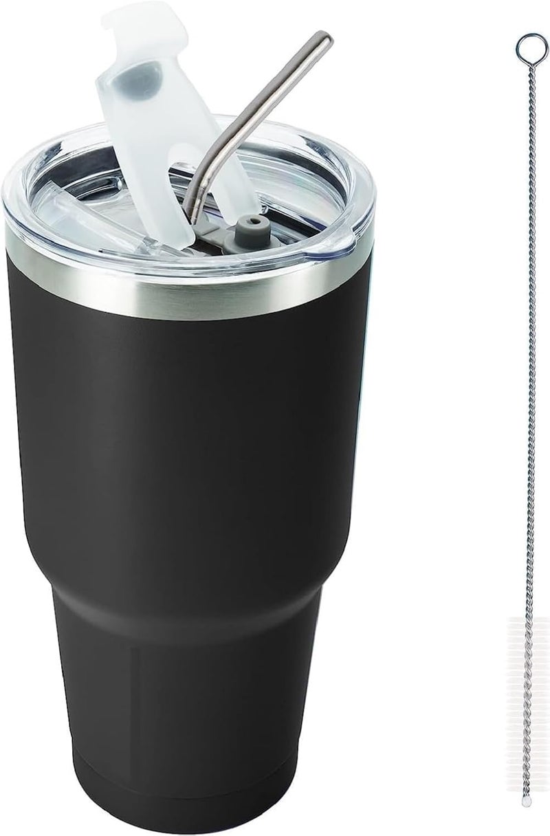 S SMITEX Smitex 30 oz Stainless Steel Tumbler with Lid and Straw Insulated Travel Coffee Mug Reusable Metal Thermal CupBlack - Image 1