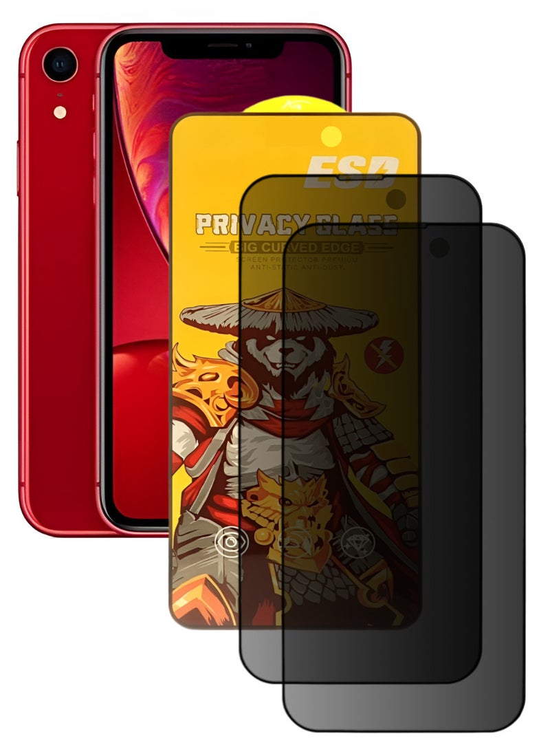 ESD 2 Pieces Tempered Dustproof Privacy Glass Screen Protector Compatible For iPhone XR - Image 1