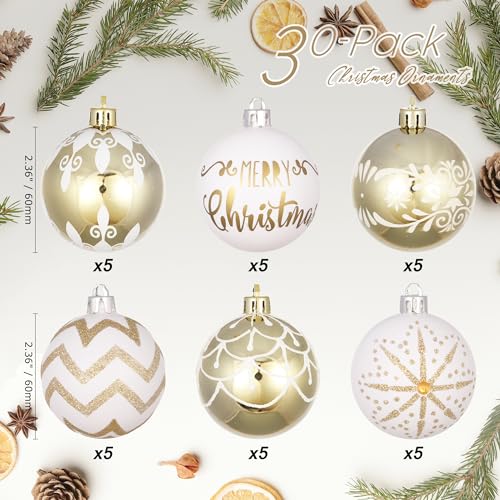 Sea Team 60mm/2.36" Set of Colorful Painted Sparkling Ornaments and Hanging Baubles for Christmas Tree - 30 Pieces - Image 2