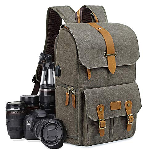 UBAYMAX Camera Backpack DSLR SLR Canvas Camera Bags Waterproof Camera Rucksack 15.6 inch Laptop Bag Travel Bag for Canon Nikon Sony Camera and Lens Tripod Accessories - Image 1