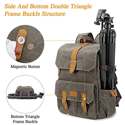 UBAYMAX Camera Backpack DSLR SLR Canvas Camera Bags Waterproof Camera Rucksack 15.6 inch Laptop Bag Travel Bag for Canon Nikon Sony Camera and Lens Tripod Accessories - Image 5