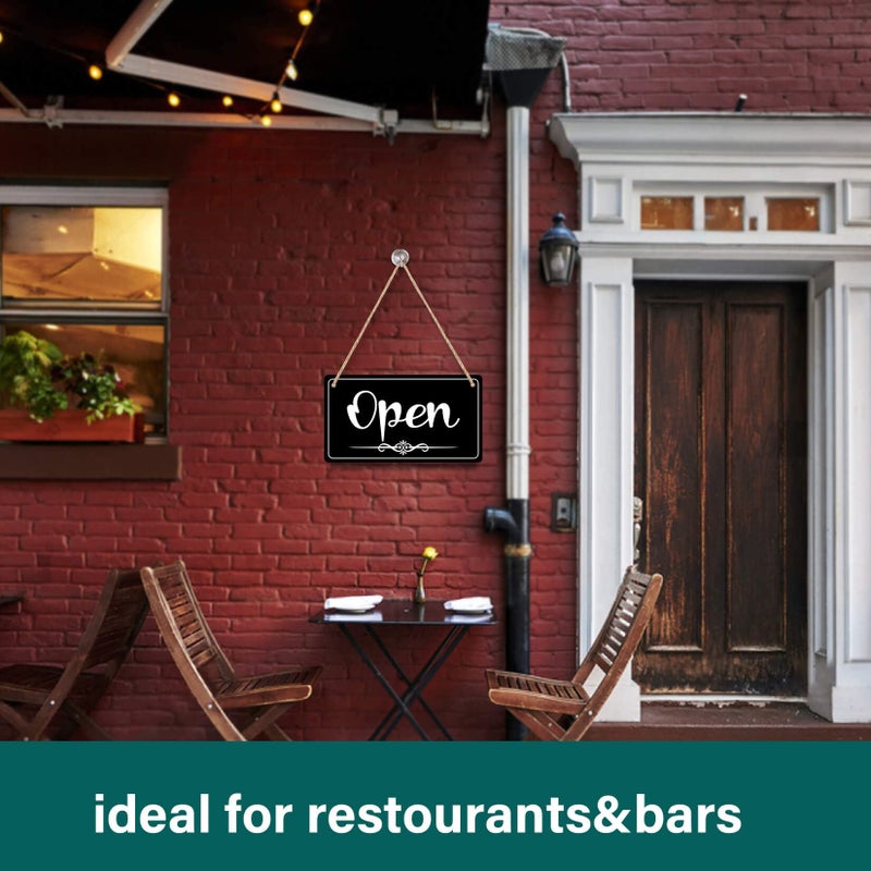 CARGEN Open Signs Double Sided Open Closed Sign Business Hours Sign Hanging Business Open Sign with Rope Hours of Operation Sign for Business Walls Window Shop Bar Hotel (black) - Image 4
