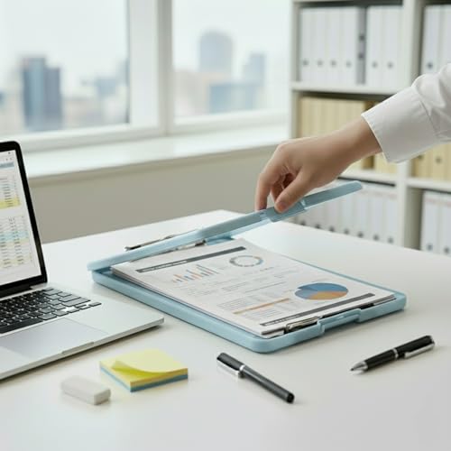 oddpod™ Praise A4 Clip Pad/Clipboard with Storage Case for Paper and Document Storage 83002 (Light Blue) - Image 2