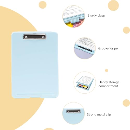 oddpod™ Praise A4 Clip Pad/Clipboard with Storage Case for Paper and Document Storage 83002 (Light Blue) - Image 4