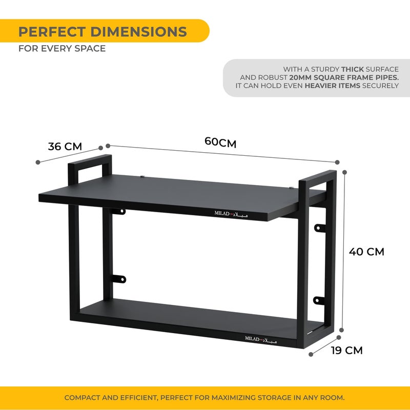 MILAD Wall Mount Metal Microwave Stand/OTG Stand for Kitchen Multipurpose Kitchen Storage Racks and Shelves - Oven Stand with Spice Storage Rack (Full Black) - Image 3
