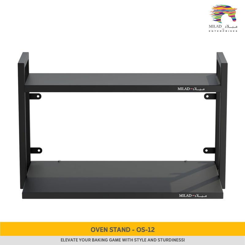 MILAD Wall Mount Metal Microwave Stand/OTG Stand for Kitchen Multipurpose Kitchen Storage Racks and Shelves - Oven Stand with Spice Storage Rack (Full Black) - Image 4