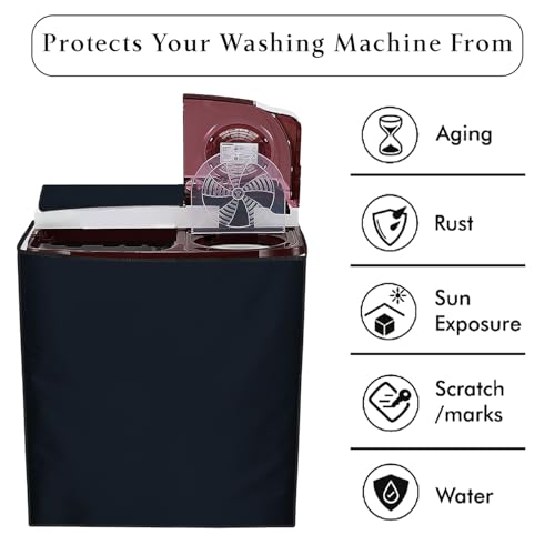 Star Weaves Polyester Washing Machine Cover Compatible for LG 6 KG Semi-Automatic Top Loading P6001RG, Blue - Image 4