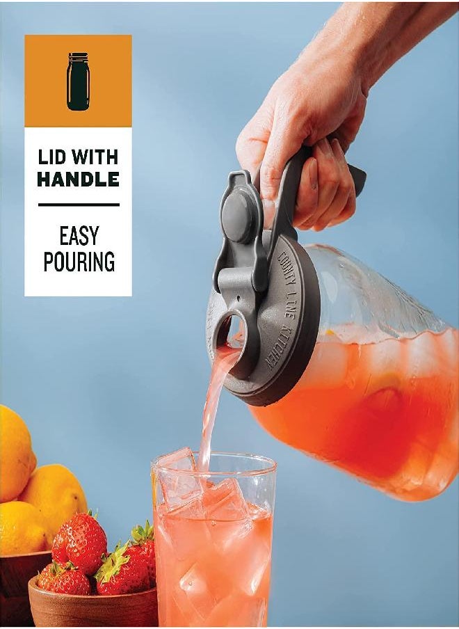 County Line Kitchen County Line Kitchen Glass Mason Jar Pitcher with Lid - Wide Mouth, 2 Quart (64 oz / 1.9 Liter) - Heavy Duty, Leak Proof - Sun & Iced Tea, Cold Brew Coffee, Breast Milk Storage, Flavored Water & More  - Image 2