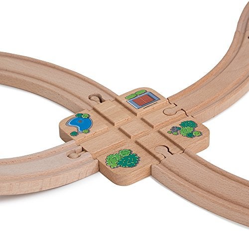 ORBRIUM Wooden Train Track Accessories Set Premium Cross Track for Wooden Railway Compatible with Thomas Friends Brio IKEA Melissa Doug STEM Toys - Image 5
