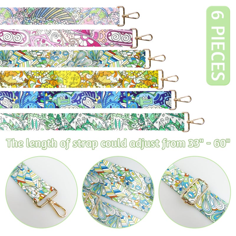 Grosun 6 Pieces Purse Straps Replacement Crossbody Straps for Purses 1.5 Inches Purse Strap Purse Replacement Straps for Handbags Shoulder Strap (Feather Style) - Image 2