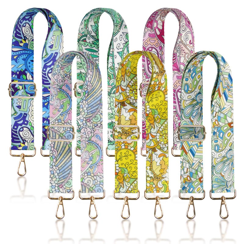 Grosun 6 Pieces Purse Straps Replacement Crossbody Straps for Purses 1.5 Inches Purse Strap Purse Replacement Straps for Handbags Shoulder Strap (Feather Style) - Image 1