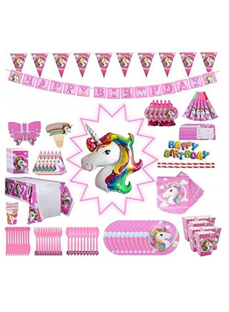 Unicorn Party Supplies Pack Comes Disposable Tableware Birthday Party Decoration Set - Image 1