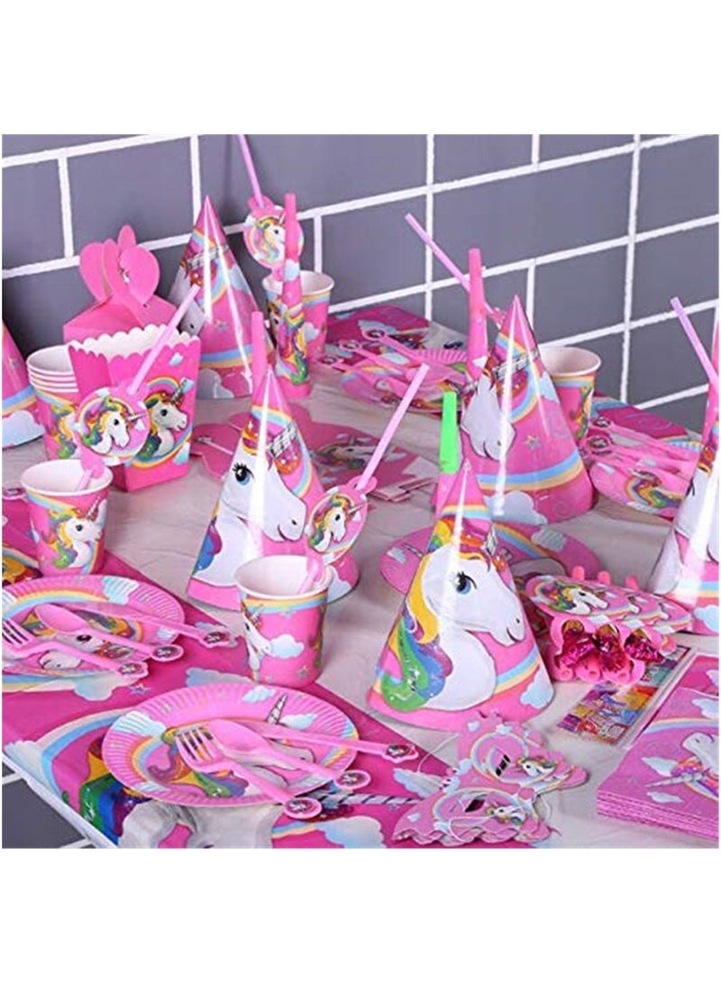 Unicorn Party Supplies Pack Comes Disposable Tableware Birthday Party Decoration Set - Image 2
