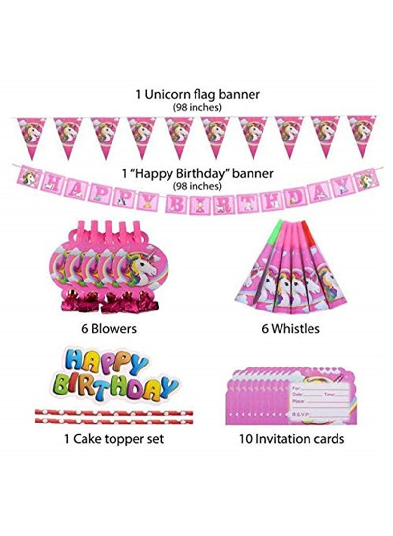 Unicorn Party Supplies Pack Comes Disposable Tableware Birthday Party Decoration Set - Image 3