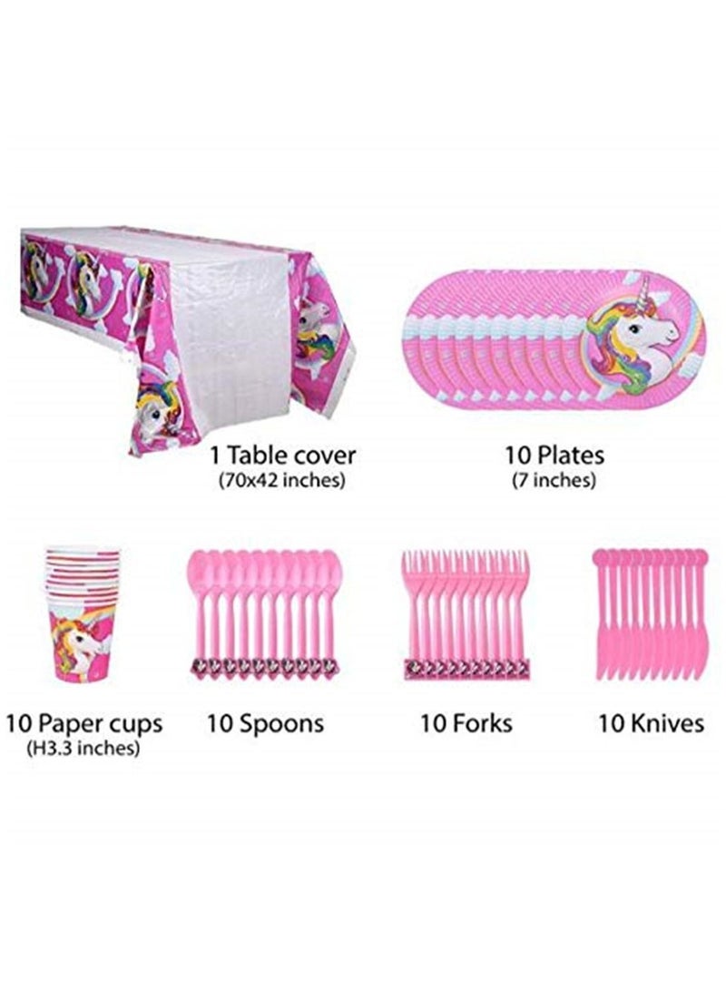 Unicorn Party Supplies Pack Comes Disposable Tableware Birthday Party Decoration Set - Image 4